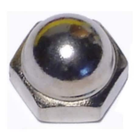 Midwest Fastener Acorn Nut, #8-32, Brass, Nickel Plated, 14 PK 61075